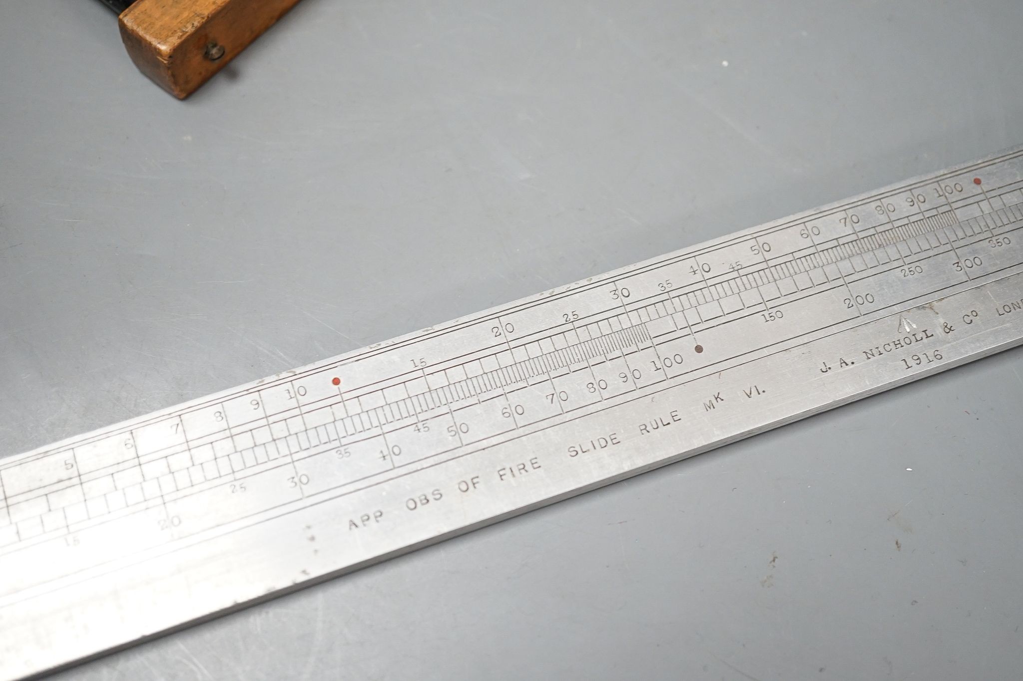 WWI artillery battery range calculator and similar Houghton-Butcher protractor, 1915/16